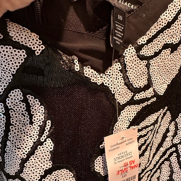 NWT WHBM BLACK N WHITE BEADED MIDI DRESS SIZE 10 - Picture 2 of 5
